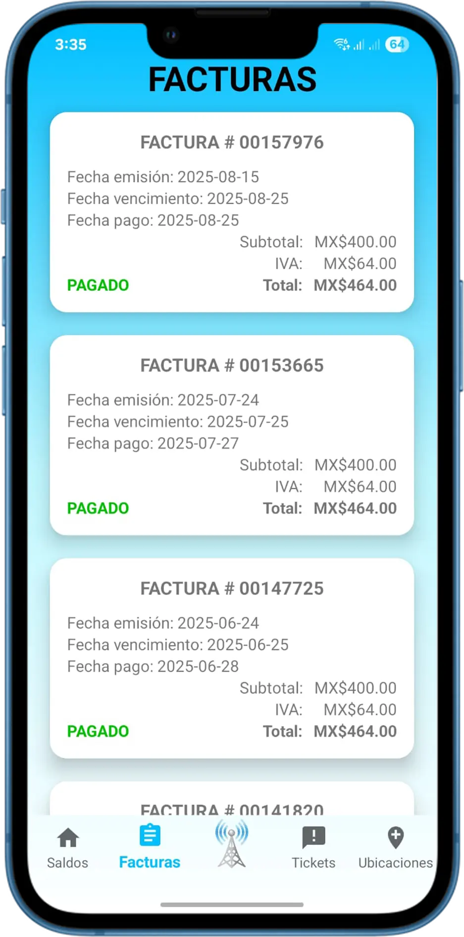 Facturas del cliente